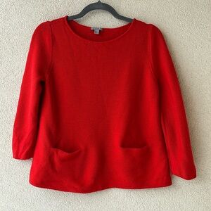 COS Flame Red A-Line Wool Sweater with Slip Pockets